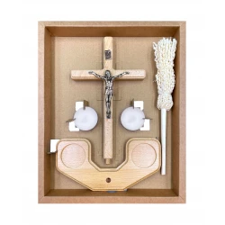 Komplet kolędowy,zestaw do modlitwy jasny brąz+świece+kropidło+pudełko